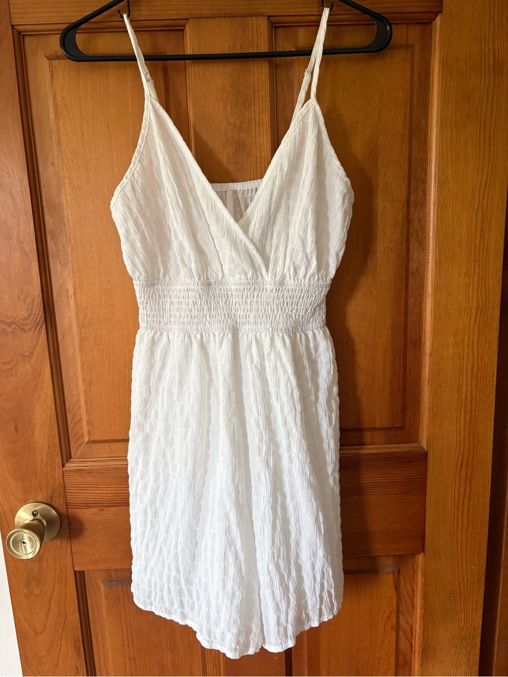 SHEIN White Textured Smocked Mini Sundress